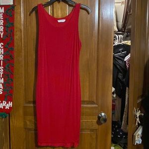 Red jersey stretch dress | M